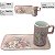 Caneca de Café 100 ml Xícara com Bandeja de Lanche Porcelana Retangular Pintada à Mão ROSAS BRANCA ROSA - ROSA - Imagem 3