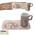 Caneca de Café 100 ml Xícara com Bandeja de Lanche Porcelana Retangular Pintada à Mão ROSAS BRANCA ROSA - ROSA - Imagem 1