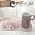 Caneca de Café 100 ml Xícara com Bandeja de Lanche Porcelana Retangular Pintada à Mão ROSAS BRANCA ROSA - ROSA - Imagem 6