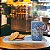 Caneca de Café 100 ml Xícara com Bandeja de Lanche Porcelana Retangular Pintada à Mão ROSAS BRANCA ROSA - AZUL - Imagem 5
