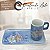 Caneca de Café 100 ml Xícara com Bandeja de Lanche Porcelana Retangular Pintada à Mão ROSAS BRANCA ROSA - AZUL - Imagem 6