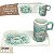 Caneca de Café 100 ml Xícara com Bandeja de Lanche Porcelana Retangular Pintada à Mão ROSA BRANCA - TIFFANY - Imagem 1