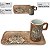 Caneca de Café 100 ml Xícara com Bandeja de Lanche Porcelana Retangular Pintada à Mão ROSA BRANCA - CHOCOLATE - Imagem 3