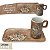 Caneca de Café 100 ml Xícara com Bandeja de Lanche Porcelana Retangular Pintada à Mão ROSA BRANCA - CHOCOLATE - Imagem 1