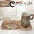 Caneca de Café 100 ml Xícara com Bandeja de Lanche Porcelana Retangular Pintada à Mão ROSA BRANCA - CHOCOLATE - Imagem 6