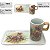 Caneca de Café 100 ml Xícara com Bandeja de Lanche Porcelana Retangular Pintada à Mão AZALEIA ROSA - CARAMELO - Imagem 3