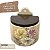 Saleiro de Parede Reto Porcelana Tampa Madeira 700 grs Sal Pintado à Mão - AZALEIAS BRANCA AMARELA ROSA - CARAMELO - Imagem 1