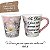 Caneca Tulipa Cônica Chá Café de Porcelana 190 ml Pintada à Mão Salmos Bíblicos Se Deus é por nós ROSA BRANCA - Imagem 1