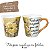 Caneca Tulipa Cônica Chá Café de Porcelana 190 ml Pintada à Mão Salmos Bíblicos Tudo posso AZALEIA AMARELA - Imagem 1