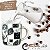 Caneca Cônica Chá Café Chocolate Quente de Porcelana Extra Fina 400 ml FAIXA FLORES BLACK FUNDO BRANCO - Imagem 5
