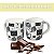 Caneca Cônica Chá Café Chocolate Quente de Porcelana Extra Fina 400 ml FAIXA FLORES BLACK FUNDO BRANCO - Imagem 2