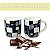 Caneca Cônica Chá Café Chocolate Quente de Porcelana Extra Fina 400 ml FAIXA FLORES BLACK FUNDO PRETO - Imagem 2