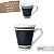 Caneca Cônica Chá Café Chocolate Quente de Porcelana Fina 340 ml FAIXA BARRAS LINHAS PRETAS - Imagem 1