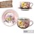 Caneca Jumbo com Prato Consumê de Porcelana 750 ml Xícara Grande de Sopa Cereal ROSAS BRANCA ROSA AMARELA / ROSA - Imagem 2