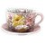 Caneca Jumbo com Prato Consumê de Porcelana 750 ml Xícara Grande de Sopa Cereal ROSAS BRANCA ROSA AMARELA / ROSA - Imagem 1
