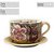 Caneca Jumbo com Prato Consumê de Porcelana 750 ml Xícara Grande de Sopa Cereal AZALEIAS SILVESTRE ROSA MAÇA CARAMELO - Imagem 3