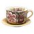 Caneca Jumbo com Prato Consumê de Porcelana 750 ml Xícara Grande de Sopa Cereal AZALEIAS SILVESTRE ROSA MAÇA CARAMELO - Imagem 1