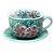 Caneca Jumbo com Prato Consumê de Porcelana 750 ml Xícara Grande de Sopa Cereal AZALEIAS SILVESTRE ROSA/TIFFANY - Imagem 1