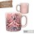 Caneca Café com Leite Chá Reta de Porcelana 230 ml Colorida e Pintada à Mão ROSAS ROSA COM AZUL / ROSA - Imagem 2