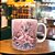 Caneca Café com Leite Chá Reta de Porcelana 230 ml Colorida e Pintada à Mão ROSAS ROSA COM AZUL / ROSA - Imagem 4