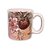 Caneca Café com Leite Chá Reta de Porcelana 230 ml Colorida e Pintada à Mão AZALEIA SILVESTRE COM MAÇA / ROSA - Imagem 1