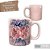 Caneca Café com Leite Chá Reta de Porcelana 230 ml Colorida e Pintada à Mão AZALEIA ROSA COM AZUL/ ROSA - Imagem 2
