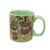 Caneca Café com Leite Chá Reta de Porcelana 310 ml Colorida e Pintada à Mão MAÇA E CEREJA COR VERDE - Imagem 1