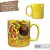Caneca Café com Leite Chá Reta de Porcelana 310 ml Colorida e Pintada à Mão AZALEIA ROSA MAÇA/ AMARELO - Imagem 1