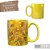 Caneca Café com Leite Chá Reta de Porcelana 310 ml Colorida e Pintada à Mão ROSAS ROSA / AMARELO - Imagem 1