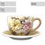 Kit 2 Consumê Jumbo com Prato 500 ml Caneca de Porcelana Xícara Grande Pintada à Mão AZALEIAS BRANCA AMARELA ROSA - Imagem 7
