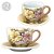 Kit 2 Consumê Jumbo com Prato 500 ml Caneca de Porcelana Xícara Grande Pintada à Mão AZALEIAS BRANCA AMARELA ROSA - Imagem 1