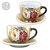Kit 2 Consumê Jumbo com Prato 500 ml Caneca de Porcelana Xícara Grande Pintada à Mão ROSAS BRANCA VERMELHA - Imagem 1