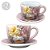 Kit 2 Consumê Jumbo com Prato 500 ml Caneca de Porcelana Xícara Grande Pintada à Mão ROSAS BRANCA ROSA AMARELA - Imagem 1
