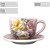 Kit 2 Consumê Jumbo com Prato 500 ml Caneca de Porcelana Xícara Grande Pintada à Mão ROSAS BRANCA ROSA AMARELA - Imagem 7