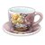 Kit 2 Consumê Jumbo com Prato 500 ml Caneca de Porcelana Xícara Grande Pintada à Mão ROSAS BRANCA ROSA AMARELA - Imagem 2