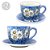 Kit 2 Consumê Jumbo com Prato 500 ml Caneca de Porcelana Xícara Grande Pintada à Mão MARGARIDAS BRANCAS - Imagem 1