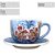 Kit 2 Consumê Jumbo com Prato 500 ml Caneca de Porcelana Xícara Grande Pintada à Mão AZALEIAS SILVESTRE ROSA - Imagem 7