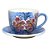 Kit 2 Consumê Jumbo com Prato 500 ml Caneca de Porcelana Xícara Grande Pintada à Mão AZALEIAS SILVESTRE ROSA - Imagem 3
