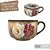 KIT 2 Consumê Jumbo Porcelana Xícara Grande Sopa Cereal 750 ml Pintada à Mão ROSAS BRANCA VERMELHA - Imagem 2