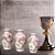 KIT 3 Mini Vasos Decorativos de Porcelana Coleção Mini Funil Pintado à Mão ROSAS BRANCA ROSA - Imagem 4