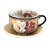 Caneca Jumbo com Prato Consumê de Porcelana 750 ml Xícara Grande de Sopa Cereal Pintada à Mão ROSAS BRANCA VERMELHA - Imagem 1