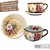 Caneca Jumbo com Prato Consumê de Porcelana 750 ml Xícara Grande de Sopa Cereal Pintada à Mão ROSAS BRANCA VERMELHA - Imagem 2