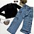 Calça jeans cargo dois bolsos com regulagem - Imagem 2