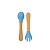 Kit de Talheres Infantil Bambu e Silicone Petit Piá Azul - Imagem 3