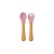Kit de Talheres Infantil Bambu e Silicone Petit Piá Rosa - Imagem 1
