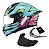 Capacete Motociclista Texx Raptor Arcade Rosa E Verde Viseira+Spoiler de Brinde - Imagem 1
