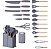 Kit Conjunto 19 Pçs De Utensílios Facas Silicone e Plástico Cozinha Jogo Completo Batedeira Colher Pegador - Imagem 3
