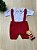 Romper de menino em tricot + body bordado elefante gravatinha - Imagem 1