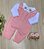 Jardineira em tricot + body de algodão bordado de urso + sapatinhos - Imagem 9