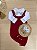 Jardineira Vermelha em Tricot + Body Bordado + Sapatinhos 3 Peças Dinhos Baby - Imagem 1